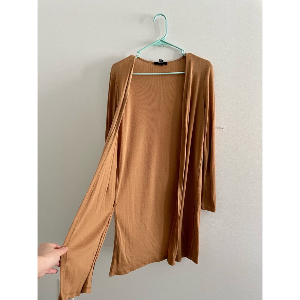 Forever 21 Tan Cardigan, Small, Slit Side